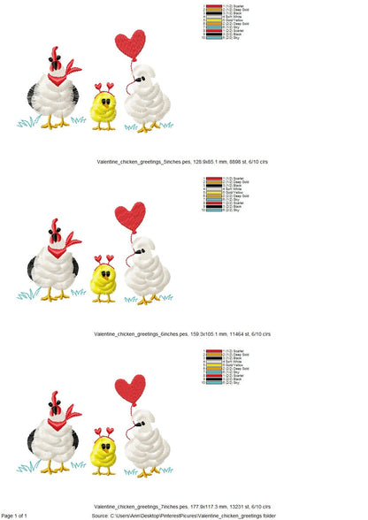 Valentine Fringed Chicken Family