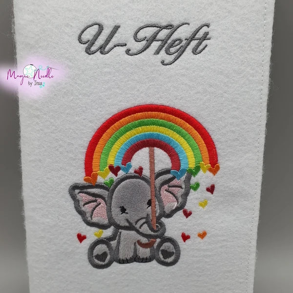 Cute Little Elephant with Rainbow Umbrella