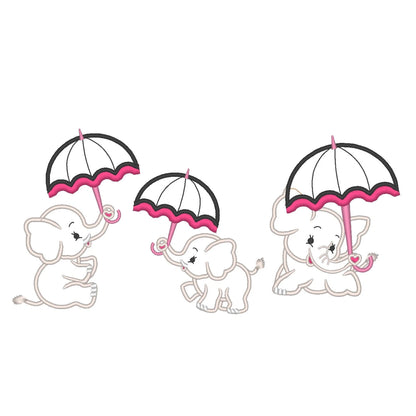 Elephant Baby with Umbrella Set of 3