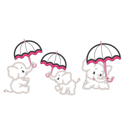 Elephant Baby with Umbrella Set of 3