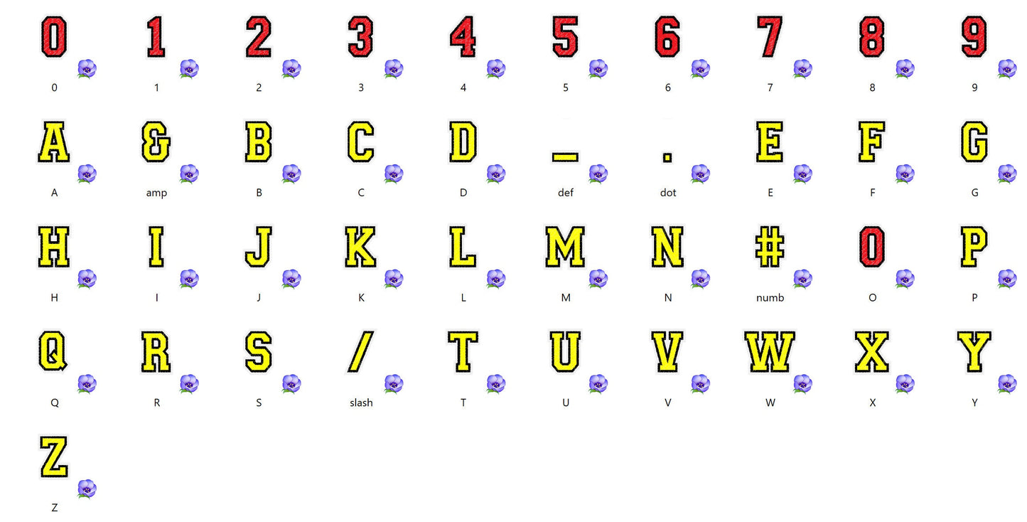 2-Outline Fill Stitch Athletic Varsity Block Font