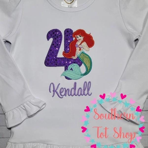 Girly with wide satin stitch Birthday Numbers Applique kids outfit