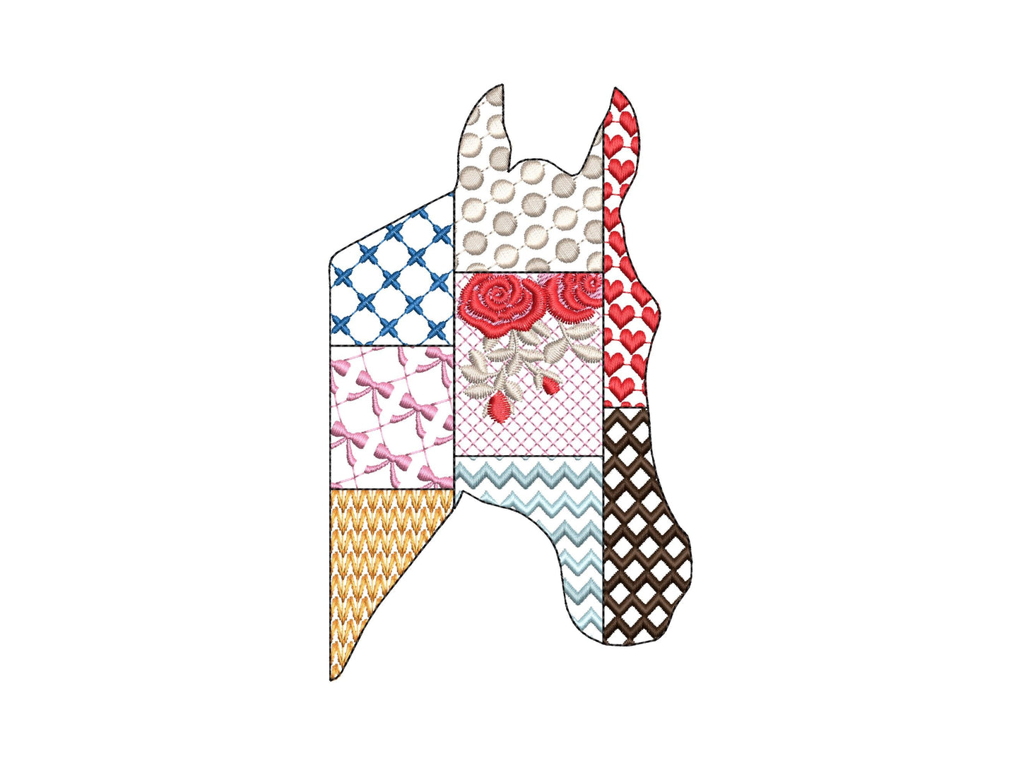 Patchwork Horse face Farm animal patterned Horse head silhouette