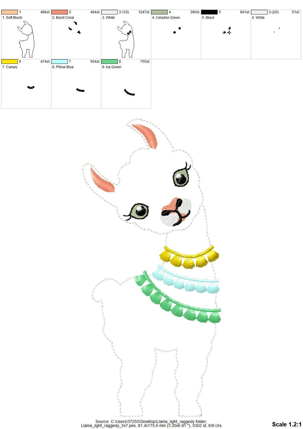 Little Llama with Tassels Applique