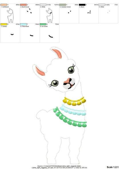 Little Llama with Tassels Applique