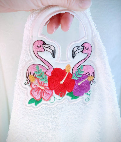 Flamingo And Hibiscus Towel Hanging Hole Topper