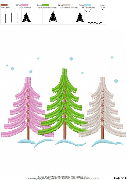 Fringed Christmas Tree 3 in a row