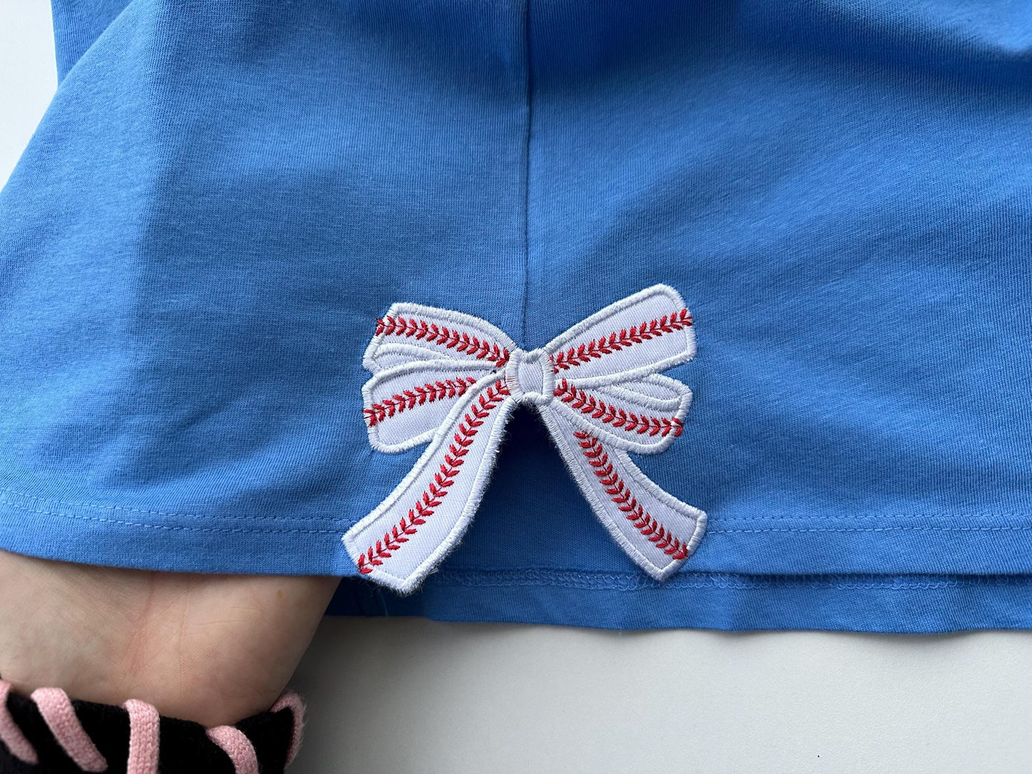 Baseball Stitch Side Bow Applique