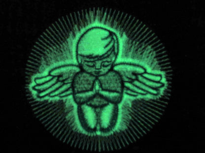 Praying angel / Glow in the dark special designed machine embroidery /