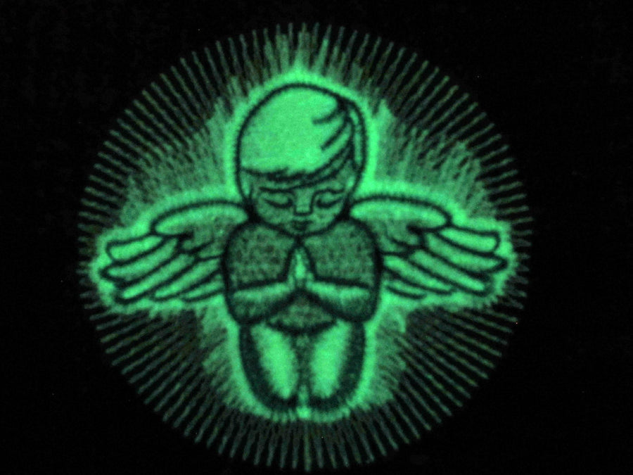 Praying angel / Glow in the dark special designed machine embroidery /