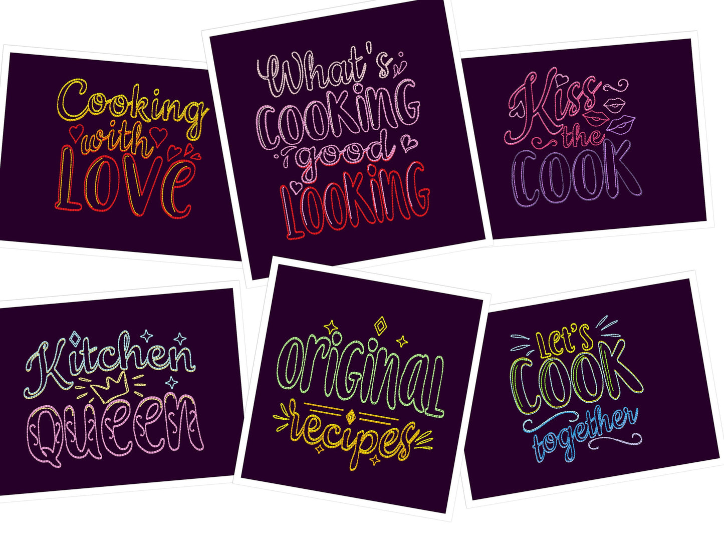 Kitchen lovely quotes 6 designs pack machine embroidery designs for