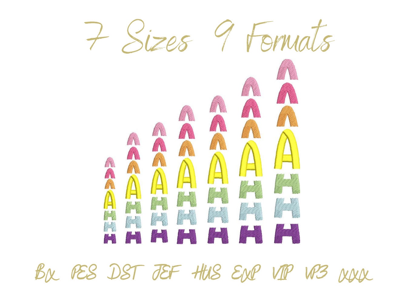 Stacked Font, satin stitch and outline trend alphabet letters, awesome