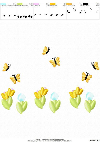 Mini Fringed Spring Flowers and Butterflies