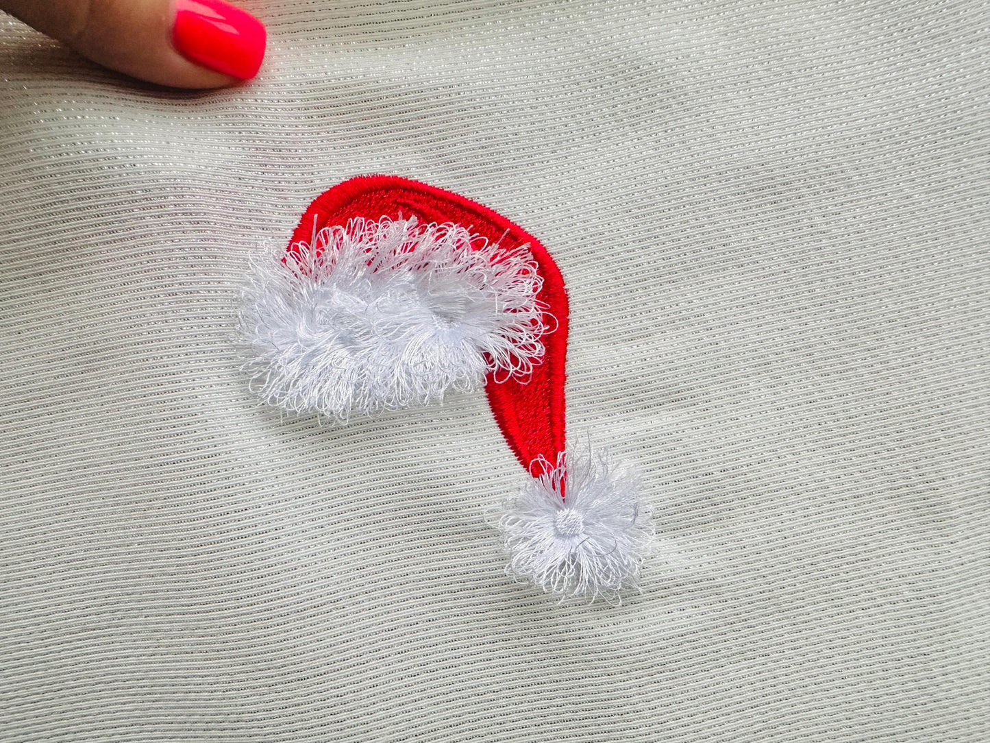 Small Fringed Santa Hat Christmas gnome hat machine embroidery designs