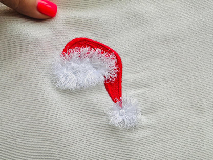 Small Fringed Santa Hat Christmas gnome hat machine embroidery designs