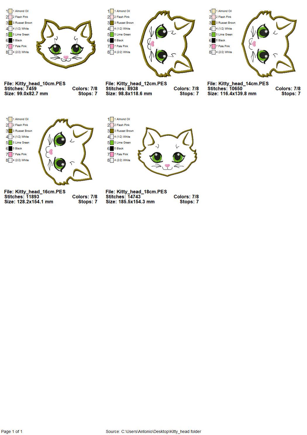 Little Kitty Cat Face Applique