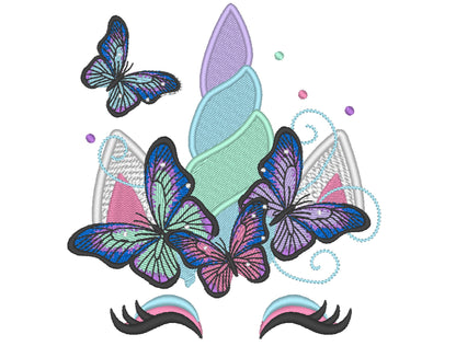 Fairytale Unicorn Face with Butterfly