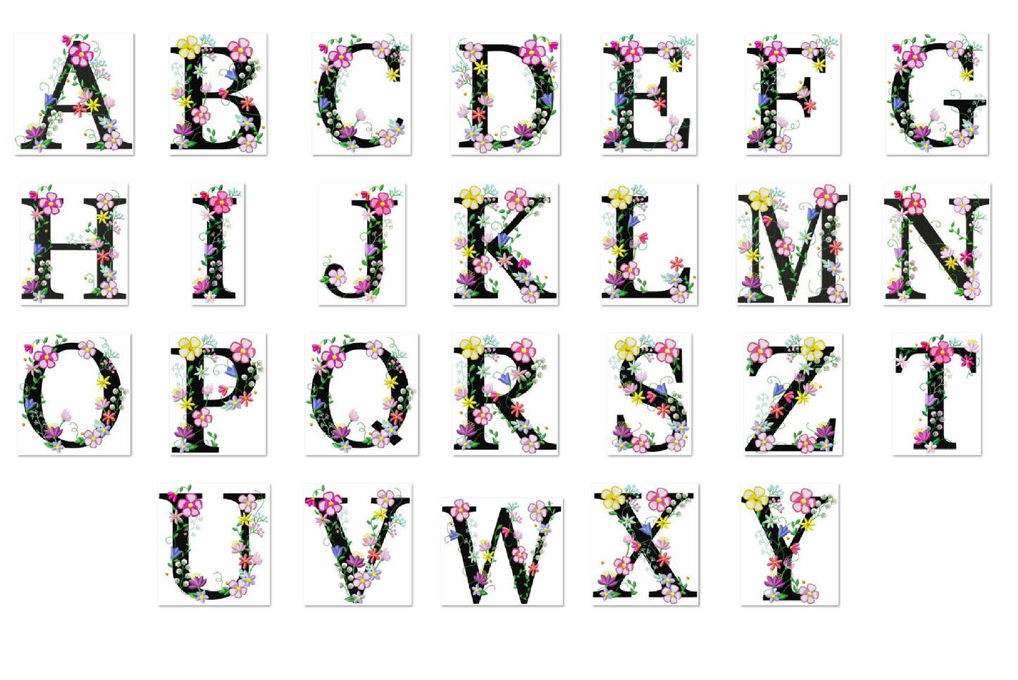 Floral Garden Flag Monogram Font
