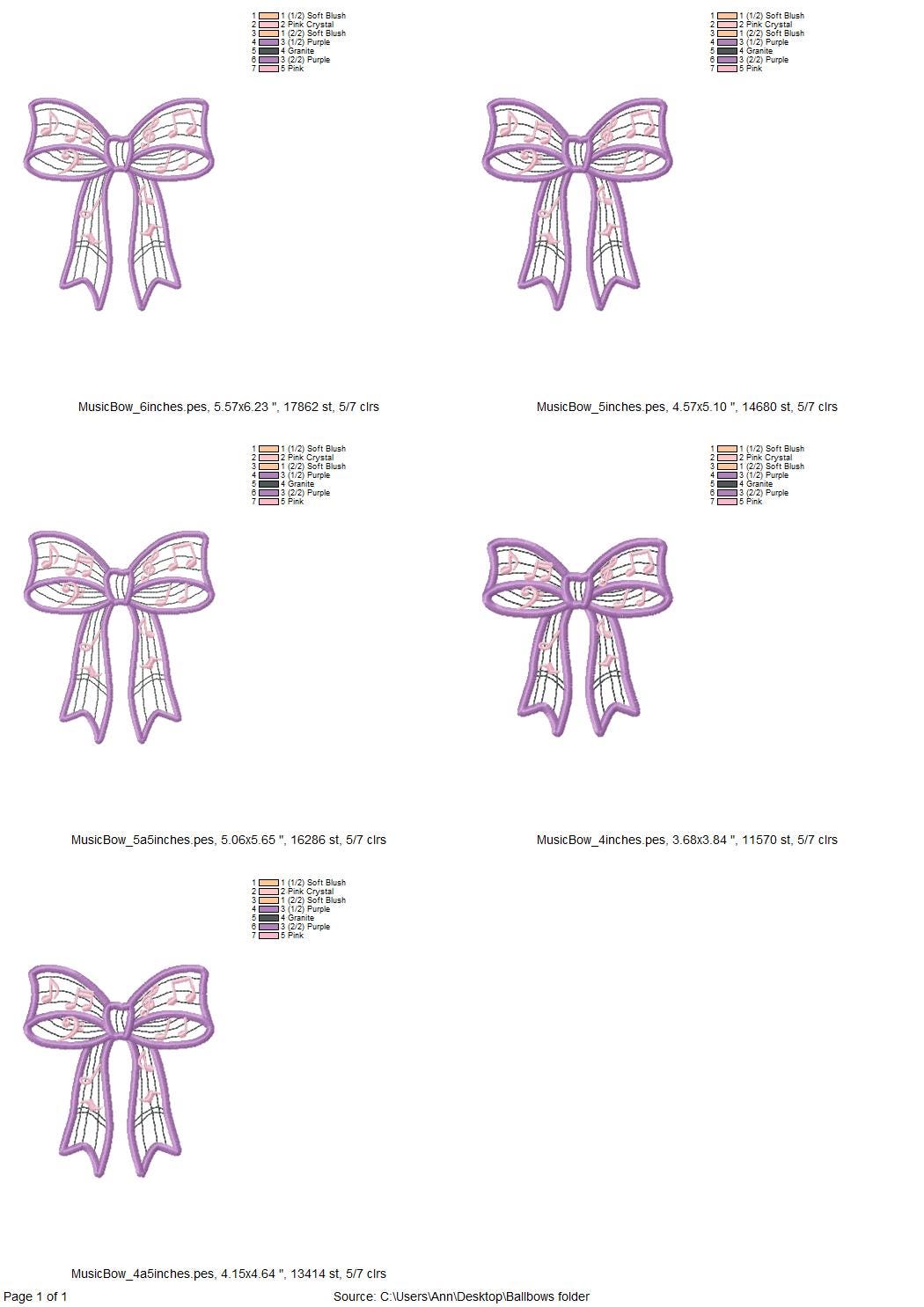 Music Notes Bow Applique