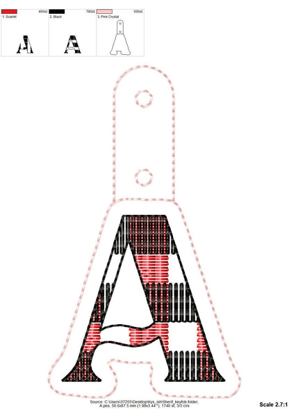 Gingham Buffalo Monogram Keychain