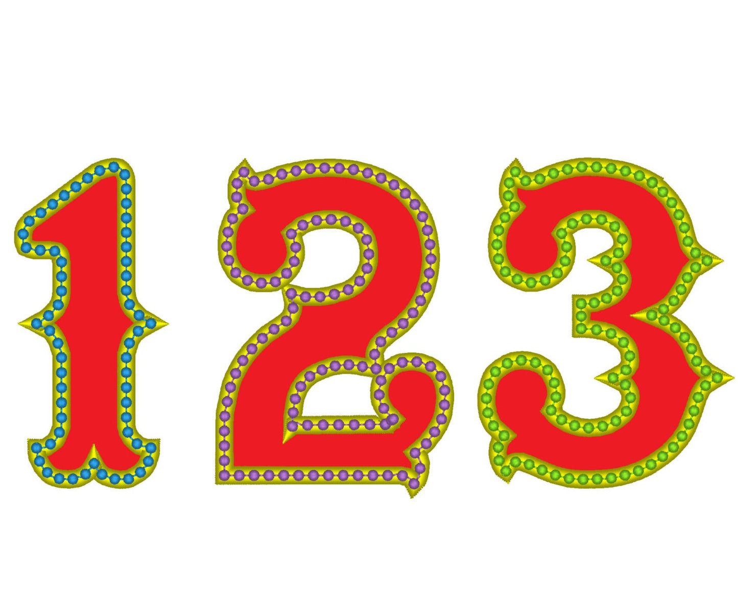 Circus laterns! Wide satin stitch birtday clown Numbers, machine