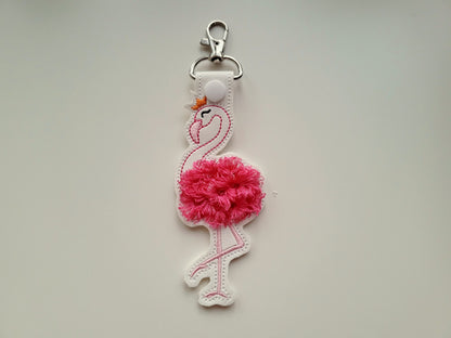 Princess Crown Fringed Flamingo Keychain ITH
