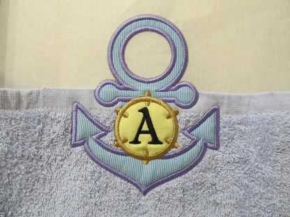 Nautical Anchor Monogram Towel Topper
