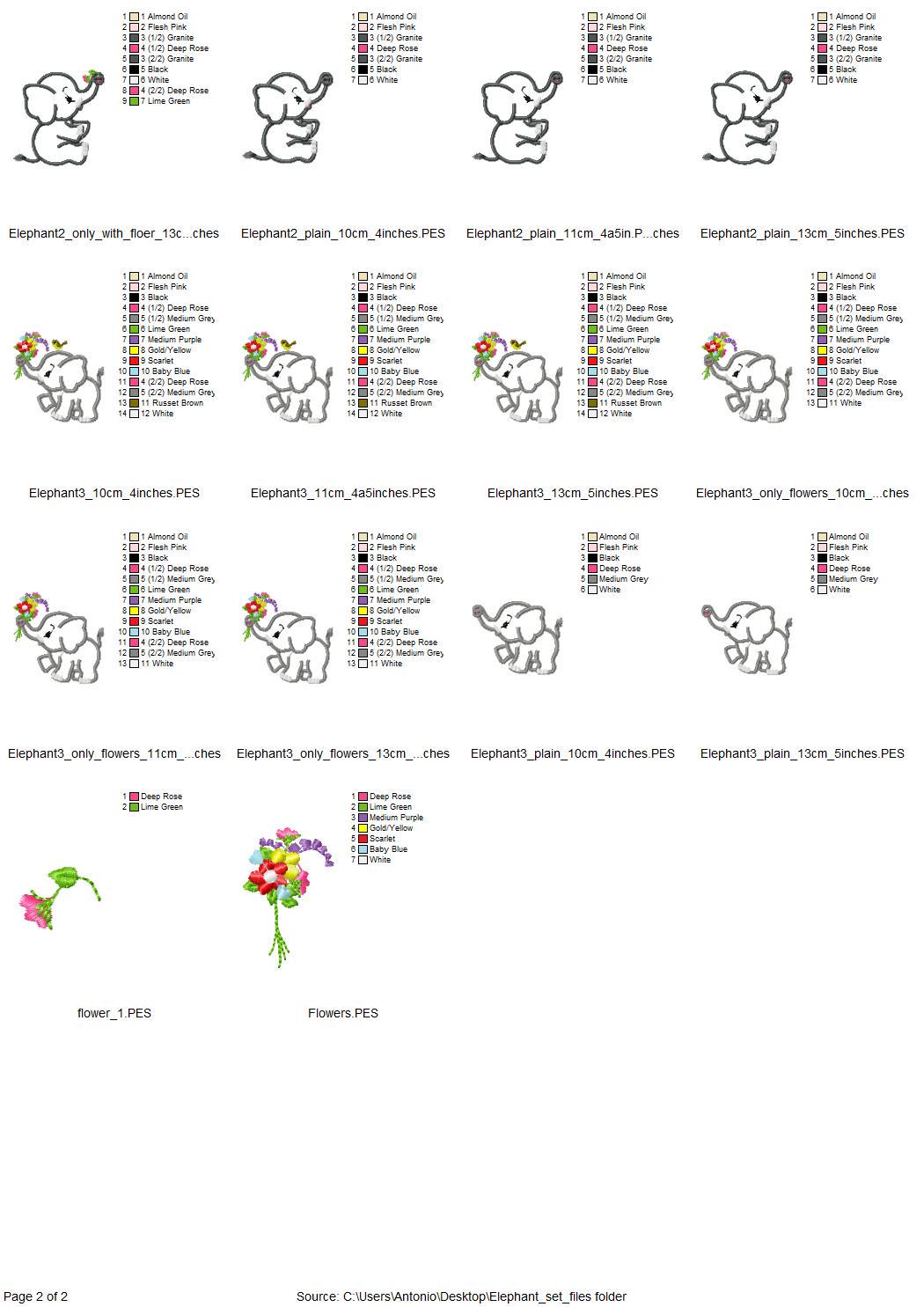 Cute Little Elephant Applique Set