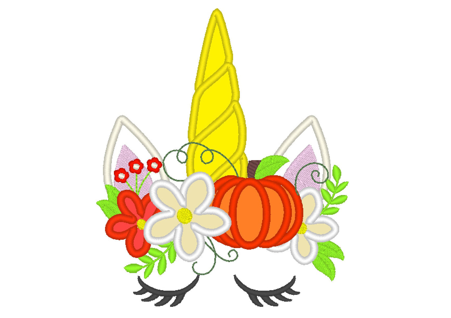 Fall Pumpkin Floral Unicorn Head