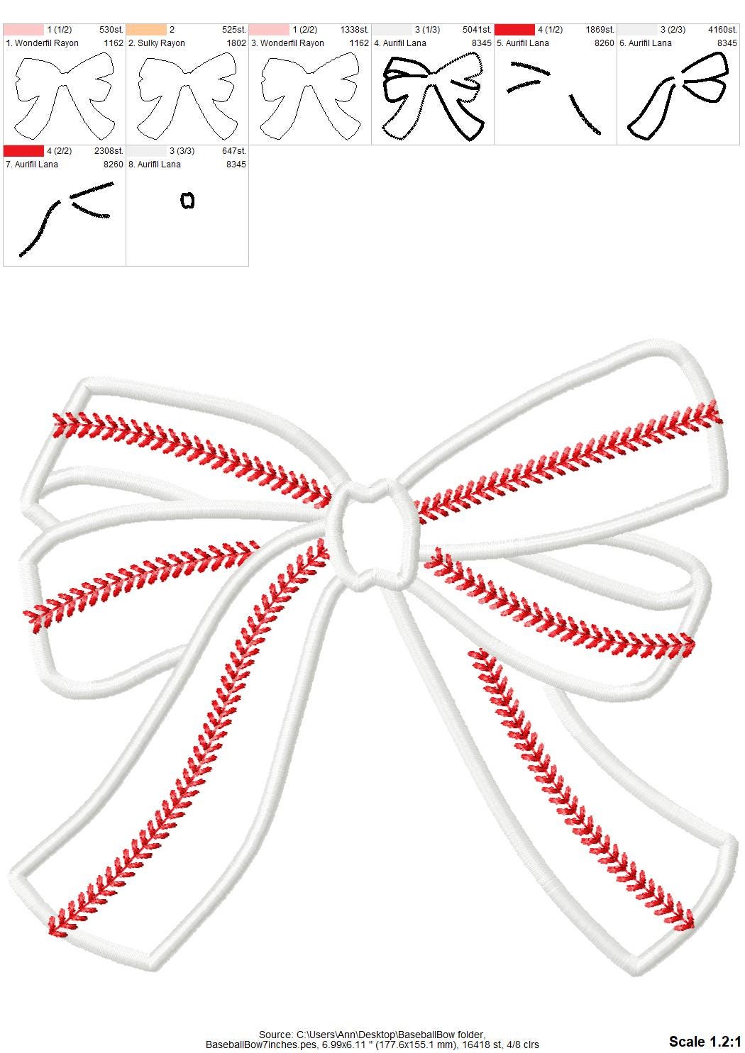 Baseball Stitch Side Bow Applique