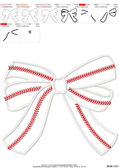 Baseball Stitch Side Bow Applique