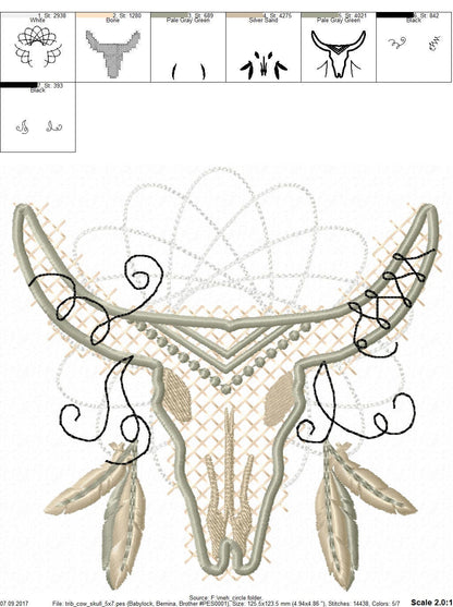 Tribal Cow Skull Applique