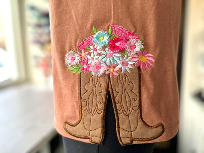 Cowboy Cowgirl Boots and Fringed Flower