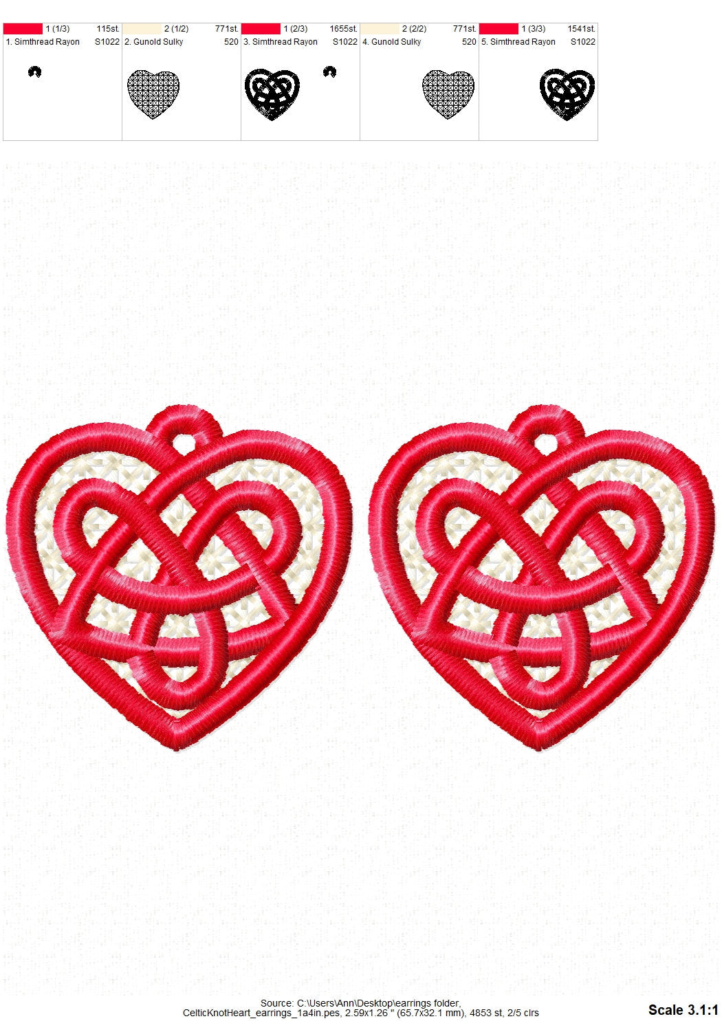 Celtic Knot Heart Earrings Charm