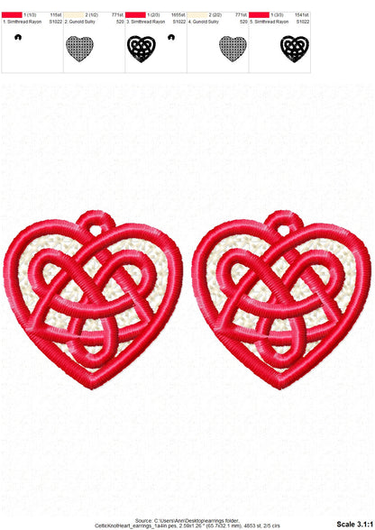 Celtic Knot Heart Earrings Charm
