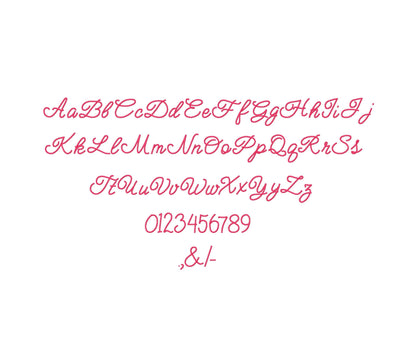 Satin stitch handwritten Font script alphabet Monogram letters kids