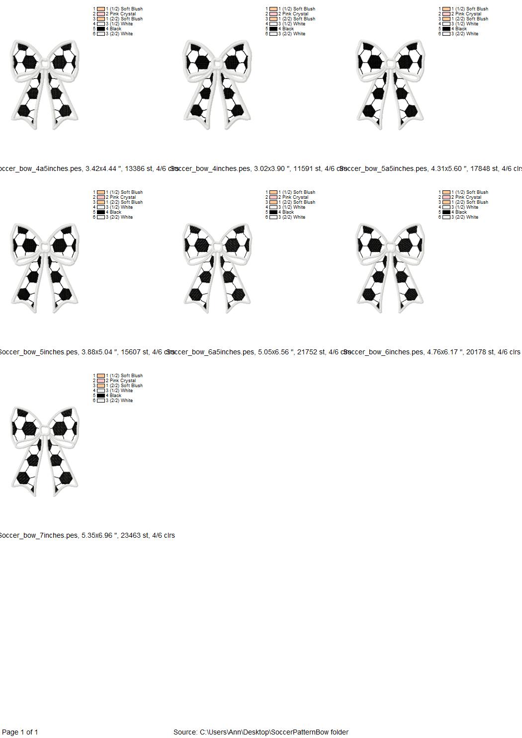 Soccer Ball Side Seam Bow Applique