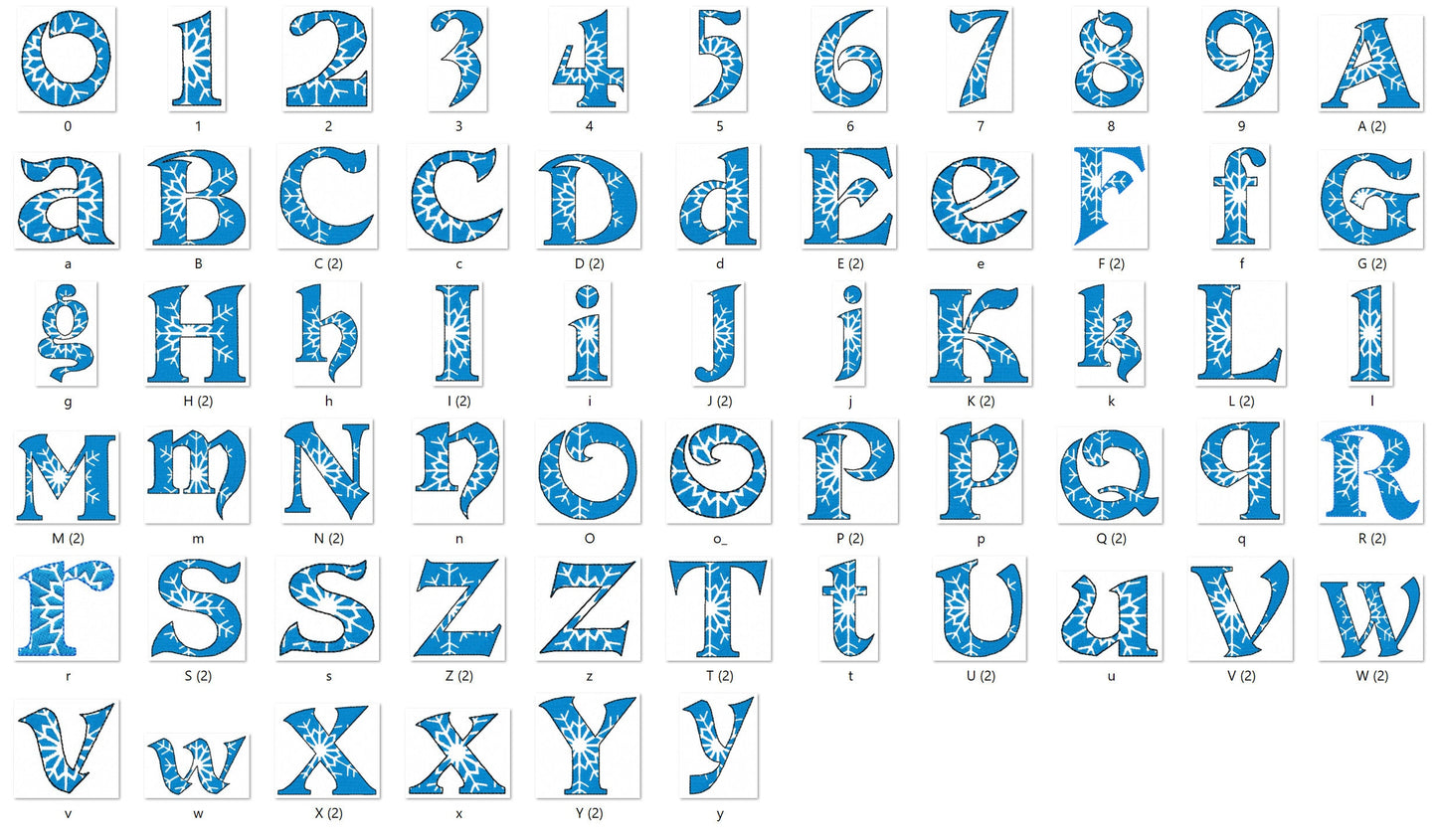 Embossed Snowflake Frozen Font
