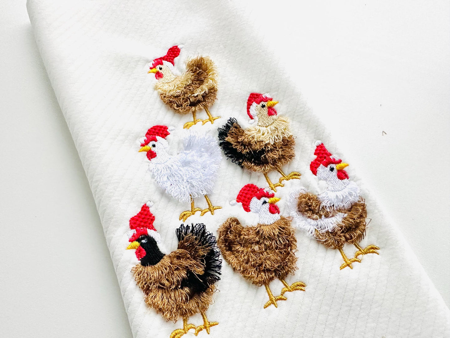 Fringed Christmas Chicken Flock with Santa Hat