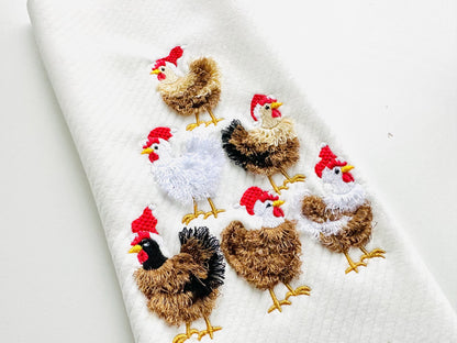 Fringed Christmas Chicken Flock with Santa Hat