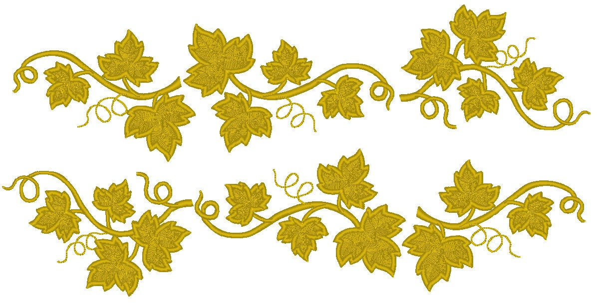 Grape Ivy Leaf Branch Set Applique and Fill