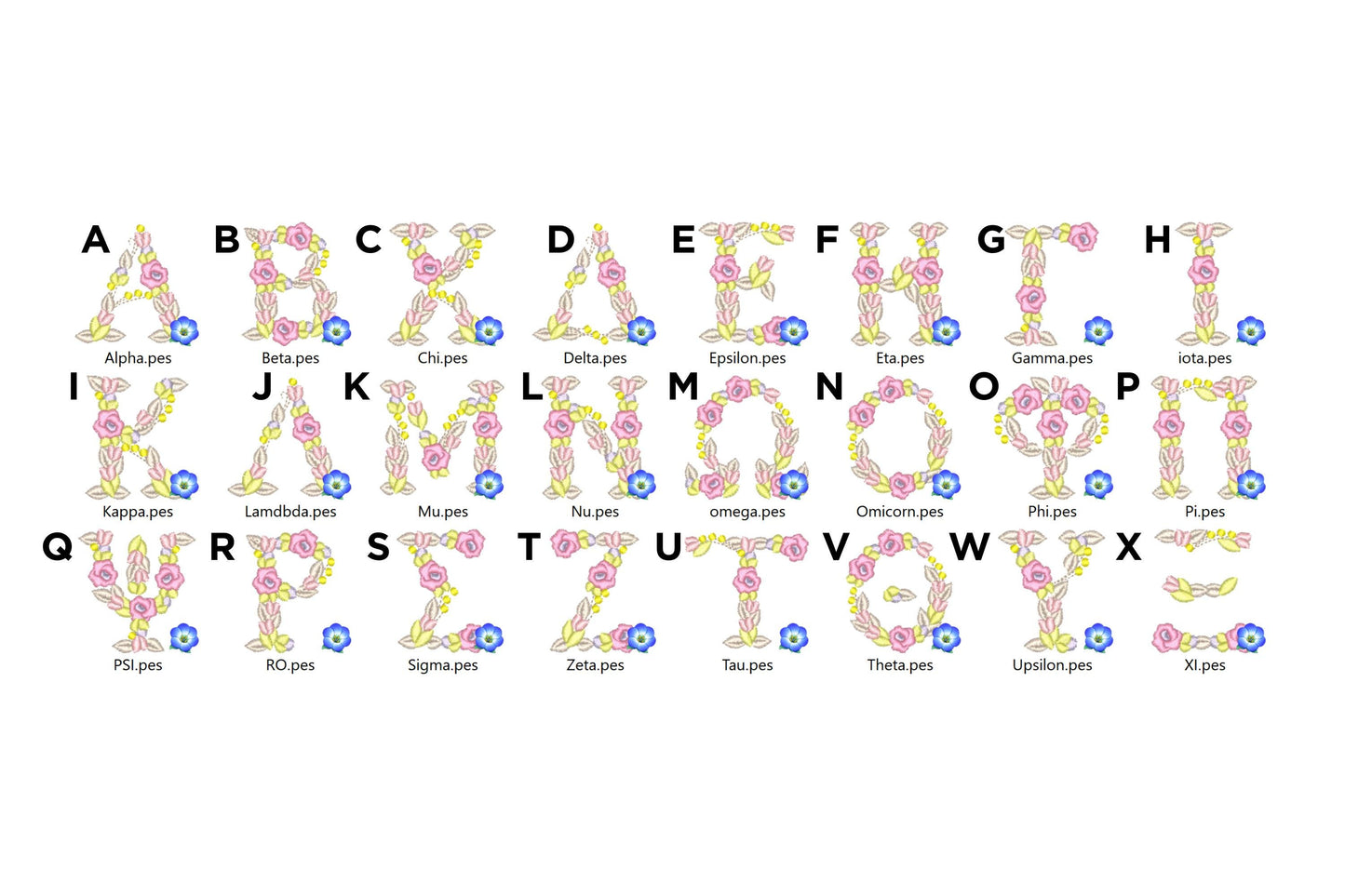 Fraternities Sororities Floral Greek Font