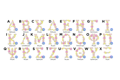 Fraternities Sororities Floral Greek Font