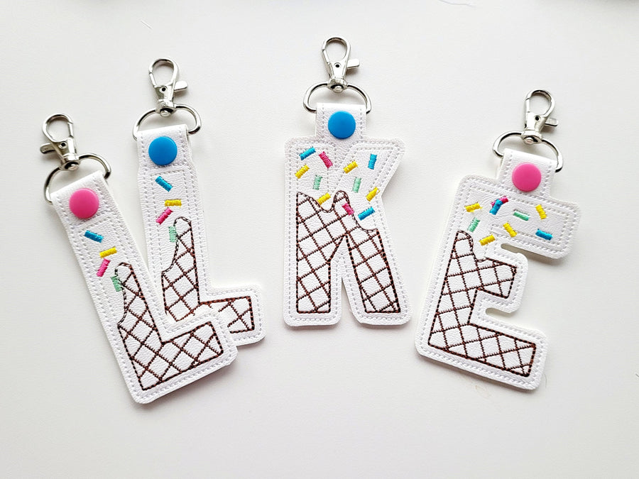 Ice Cream Cone Monogram Keychain