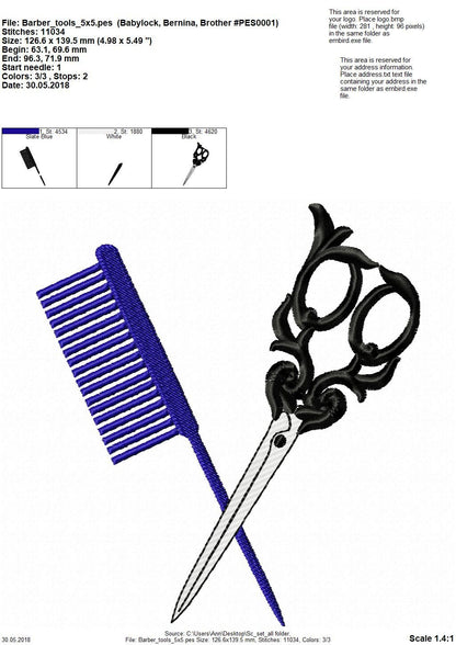 Barber Hairdresser Scissors and Comb