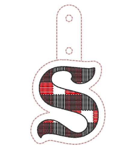 Gingham Buffalo Monogram Keychain
