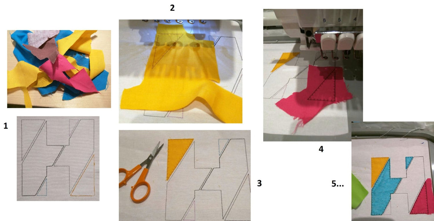 Diagonal Patchwork Rag Edges Font Applique