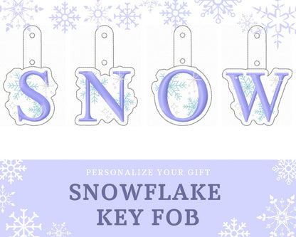 Christmas Snowflake Monogram Keychain