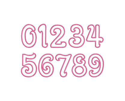 Girly with wide satin stitch Birthday Numbers Applique kids outfit