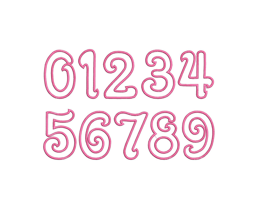 Girly with wide satin stitch Birthday Numbers Applique kids outfit